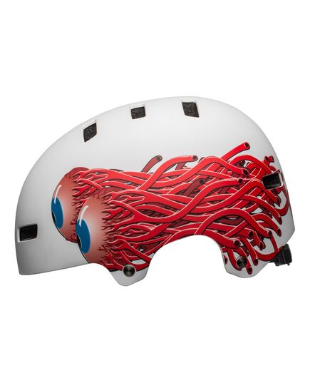 Kask bmx BELL LOCAL matowy biało-czerwony Eyes, Kolor: biało-czerwony, Rozmiar: L (59-61.5 cm)