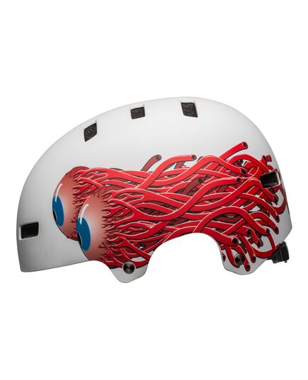 Kask juniorski BELL SPAN matte biały eyes, Kolor: biało-czerwony, Rozmiar: XS (49-53 cm)