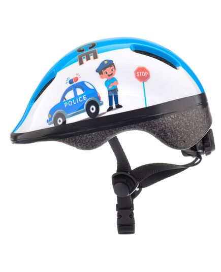 Kask rowerowy dziecięcy Meteor KS06 Police, Kolor: niebiesko-biały, Rozmiar: 48-52