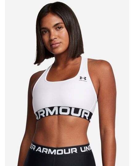 UNDER ARMOUR biustonosz sportowy do ćwiczeń UA HG Mid Branded, Kolor: biały, Rozmiar: XS