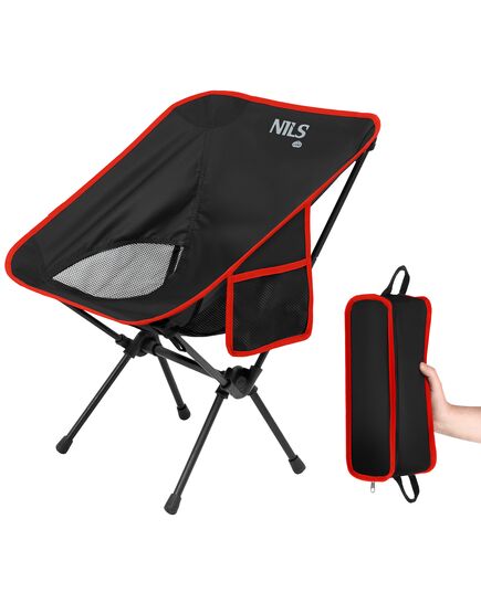 NILS CAMP składane krzesło turystyczne z etui NC3320 czarne, Kolor: czarny, Waga: 0,5