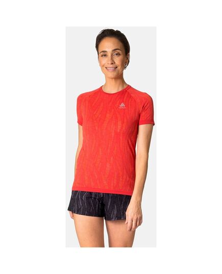 ODLO Koszulka techniczna damska T-shirt crew neck s/s ZEROWEIGHT CERAMIC czerwona, Kolor: czerwony, Rozmiar: S