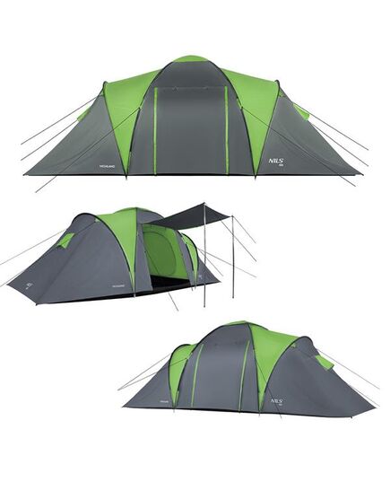 NILS CAMP namiot turystyczny z przedsionkiem rodzinny NC6031 HIGHLAND, Kolor: zielony