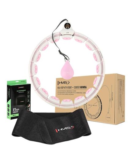 ZESTAW Hula Hop Hhw06 Pink Z Piłką Grawitacyjną i Licznikiem + Pas Br163 Black Plus Size HMS, Kolor: różowy/czarny