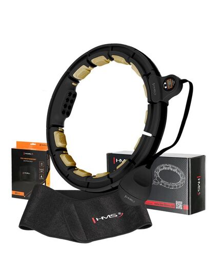 ZESTAW Hula Hop Magnetyczny Black/Gold Hhm13 Z Licznikiem + Pas Wyszczuplający Br163 Black HMS