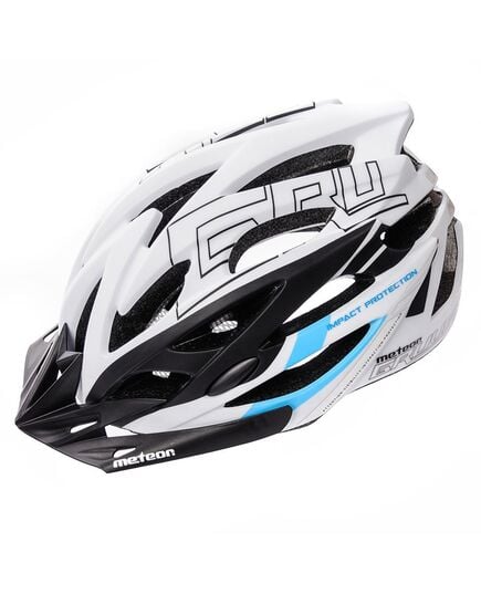 METEOR kask rowerowy dla dorosłych z regulacja Gruver biały/czarny, Kolor: biały/czarny/niebieski, Waga: 0.28, Rozmiar: L (58-61 cm)