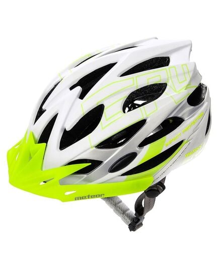 METEOR kask rowerowy dla dorosłych z regulacja Gruver biały/czarny, Kolor: biały/zielony, Waga: 0.28, Rozmiar: L (58-61 cm)