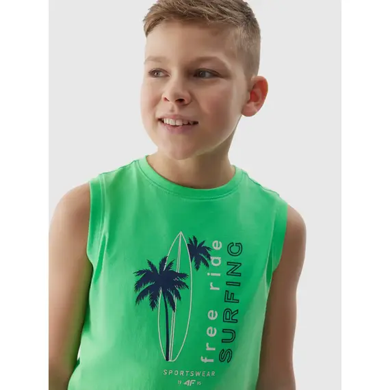 4F koszulka dziecięca bezrękawnik dla chłopca bawełniany M040 zielona, Kolor: zielony, Rozmiar: 134, 3 zdjęcie 4F koszulka dziecięca bezrękawnik dla chłopca bawełniany M040 zielona, Kolor: zielony, Rozmiar: 134, 3 zdjęcie