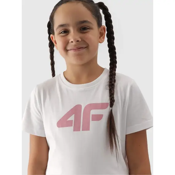 4F JUNIOR T-shirt dziewczęcy F1803 biały, Kolor: biały, Rozmiar: 128, 2 zdjęcie