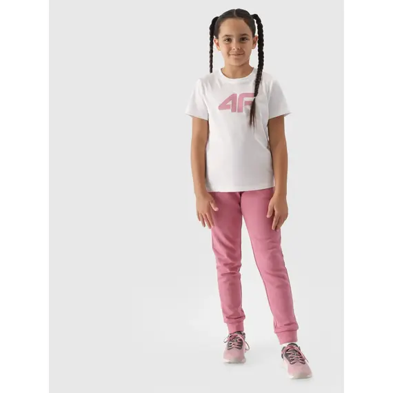 4F JUNIOR T-shirt dziewczęcy F1803 biały, Kolor: biały, Rozmiar: 128, 3 zdjęcie