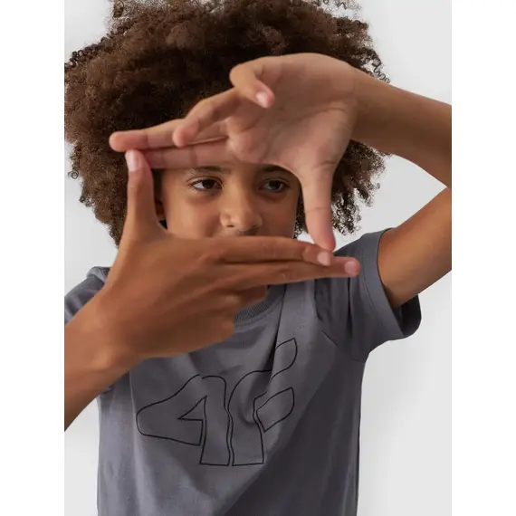 4F JUNIOR T-shirt bawełniany M1627 ciemnoszary, Kolor: ciemnoszary, Rozmiar: 140, 4 zdjęcie