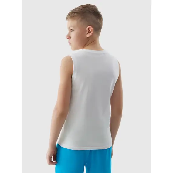 4F koszulka dziecięca bezrękawnik dla chłopca bawełniany M040 biały, Kolor: biały, Rozmiar: 158, 3 zdjęcie 4F koszulka dziecięca bezrękawnik dla chłopca bawełniany M040 biały, Kolor: biały, Rozmiar: 158, 3 zdjęcie