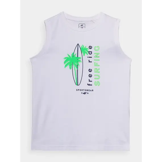4F koszulka dziecięca bezrękawnik dla chłopca bawełniany M040 biały, Kolor: biały, Rozmiar: 158, 4 zdjęcie 4F koszulka dziecięca bezrękawnik dla chłopca bawełniany M040 biały, Kolor: biały, Rozmiar: 158, 4 zdjęcie