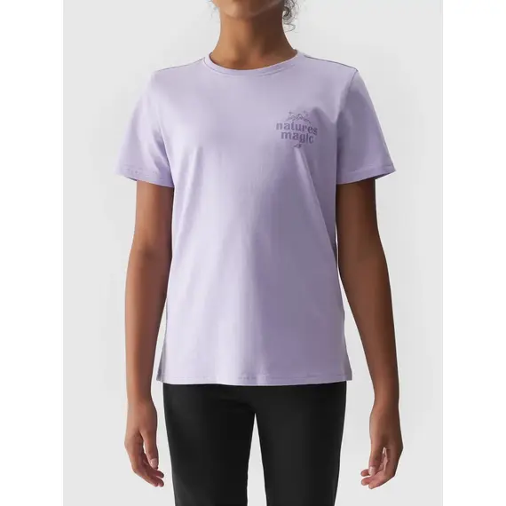 4F koszulka dziecięca bawełniana t-shirt dla dziewczynek F1549 fioletowy, Kolor: fioletowy, Rozmiar: 164, 4 zdjęcie