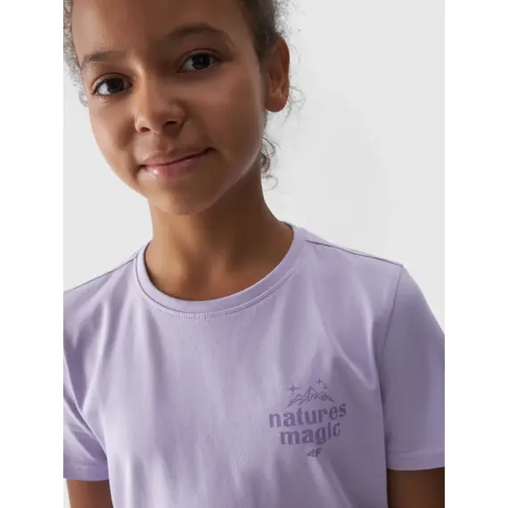 4F koszulka dziecięca bawełniana t-shirt dla dziewczynek F1549 fioletowy, Kolor: fioletowy, Rozmiar: 134, 6 zdjęcie