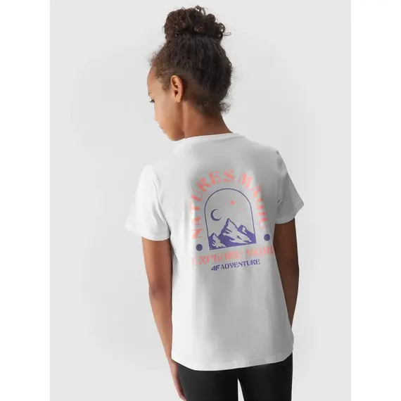 4F koszulka dziecięca bawełniana t-shirt dla dziewczynek F1549 biały, Kolor: biały, Rozmiar: 158, 4 zdjęcie