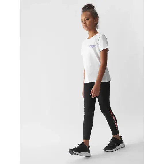 4F koszulka dziecięca bawełniana t-shirt dla dziewczynek F1549 biały, Kolor: biały, Rozmiar: 122, 5 zdjęcie