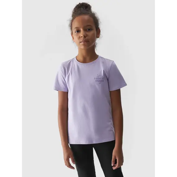 4F koszulka dziecięca bawełniana t-shirt dla dziewczynek F1549 fioletowy, Kolor: fioletowy, Rozmiar: 146