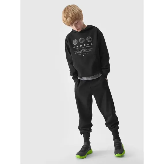 4F JUNIOR Bluza chłopięca z kapturem M1226 czarna, Kolor: czarny, Rozmiar: 164, 2 zdjęcie