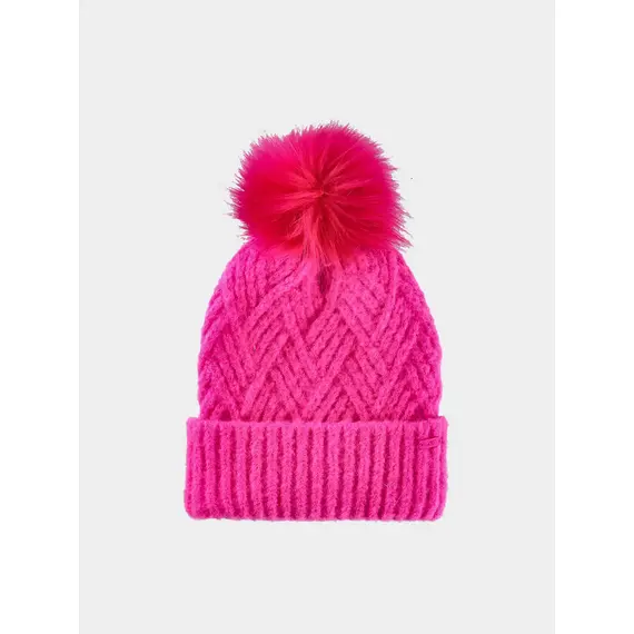 4F JUNIOR Czapka dziecięca z pomponem F419 różowa, Kolor: różowy, Rozmiar: one size