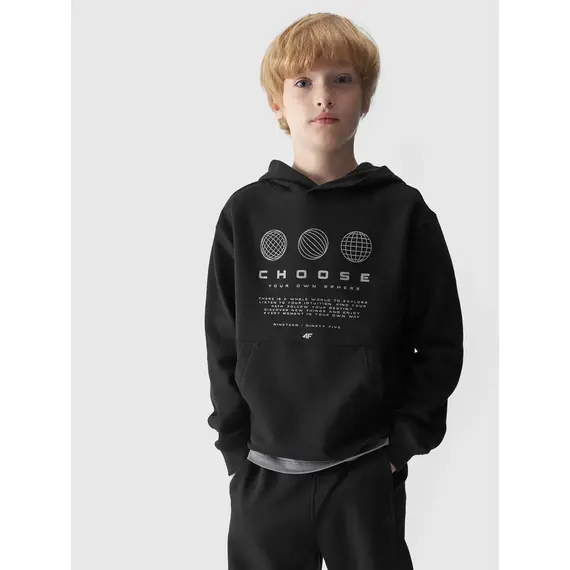 4F JUNIOR Bluza chłopięca z kapturem M1226 czarna, Kolor: czarny, Rozmiar: 134, 3 zdjęcie