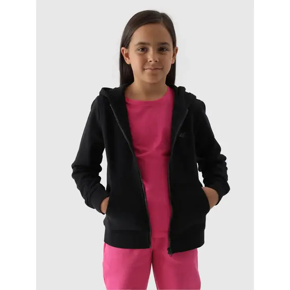 4F JUNIOR Bluza rozpinana z kapturem F1315 czarna, Kolor: czarny, Rozmiar: 140