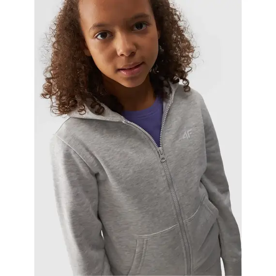 4F JUNIOR Bluza rozpinana z kapturem F1315 szara, Kolor: szary, Rozmiar: 146, 3 zdjęcie