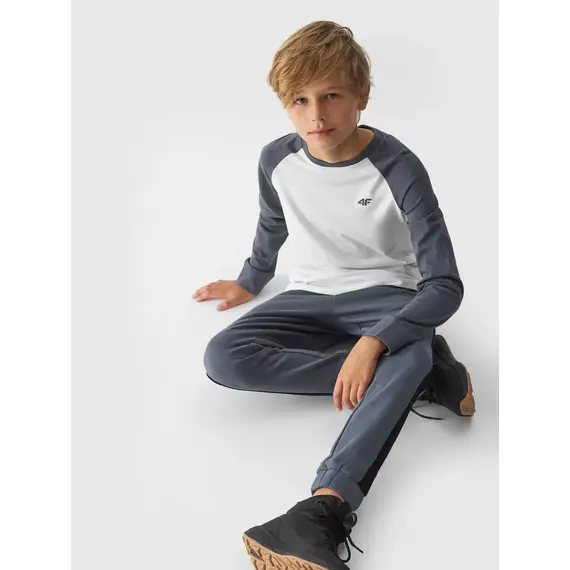 4F JUNIOR Longsleeve chłopięcy M293 szary, Kolor: biały, Rozmiar: 152, 4 zdjęcie