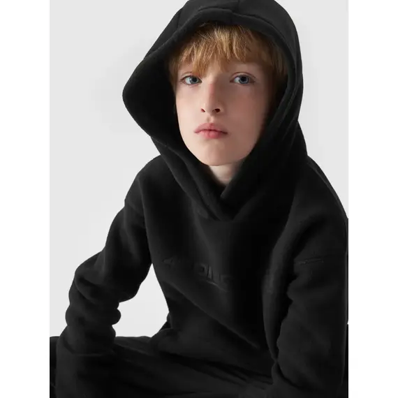 4F JUNIOR Polar chłopięcy z kapturem M213 czarny, Kolor: czarny, Rozmiar: 140, 4 zdjęcie