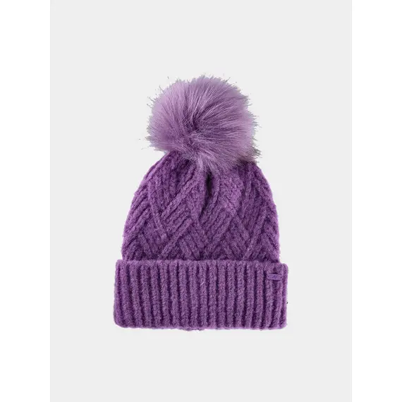 4F JUNIOR Czapka dziecięca z pomponem F419 fioletowa, Kolor: fioletowy, Rozmiar: one size