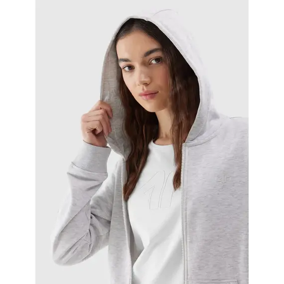 4F bluza damska rozpinana z kapturem bawełniana F0956 szara, Kolor: szary, Rozmiar: XS, 5 zdjęcie