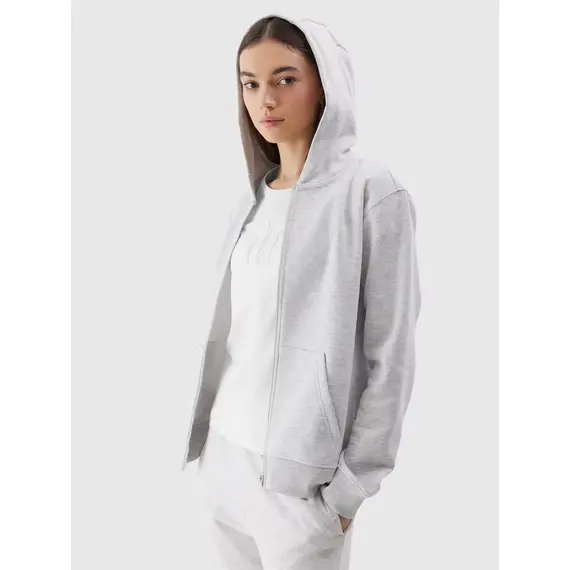 4F bluza damska rozpinana z kapturem bawełniana F0956 szara, Kolor: szary, Rozmiar: XS, 3 zdjęcie