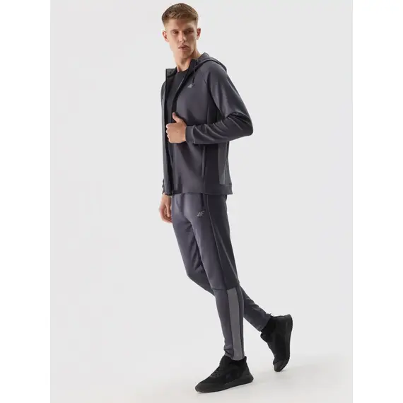 4F Bluza rozpinana z kapturem męska M393 czarna, Kolor: szary, Rozmiar: L, 5 zdjęcie