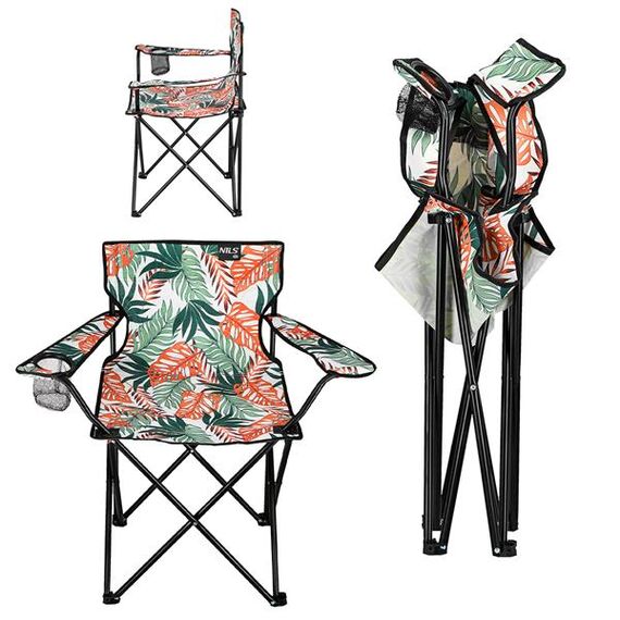 NILS CAMP krzesło turystyczne krzesełko wędkarskie NC1625 zielone/pomarańczowe, 2 zdjęcie
