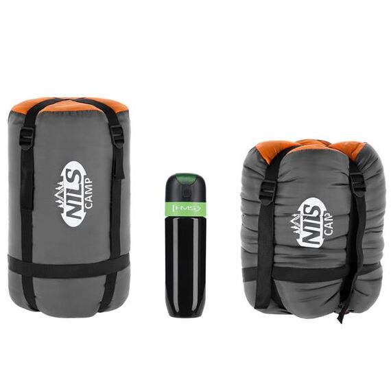 NILS CAMP śpiwór turystyczny typu kołdra z kapturem 215x75cm NC2008 pomarańczowy, Kolor: szaro-pomarańczowy, Waga: 1,1, Rozmiar: L, 4 zdjęcie