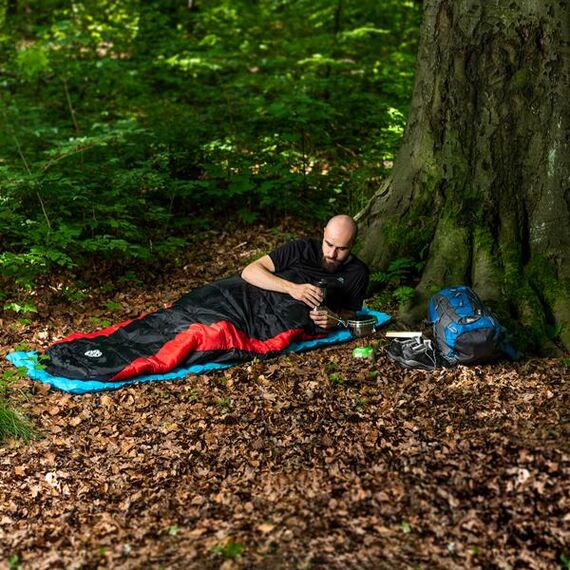 NILS CAMP śpiwór turystyczny 220x80cm kempingowy typu mumia NC2012 czarwono-czarny, Kolor: czarno-czerwony, Waga: 1,1, 22 zdjęcie