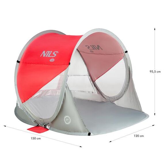 NC3142 Namiot Plażowy Samorozkładający Podłoga Czerwono-Szary NILS CAMP, 6 zdjęcie