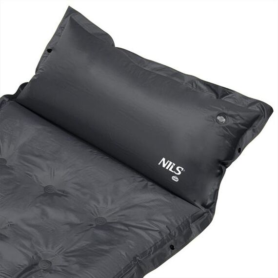 NILS CAMP mata samopompująca turystyczna z poduszką NC4018 zielona, Kolor: ciemnoszary, Waga: 1, 5 zdjęcie