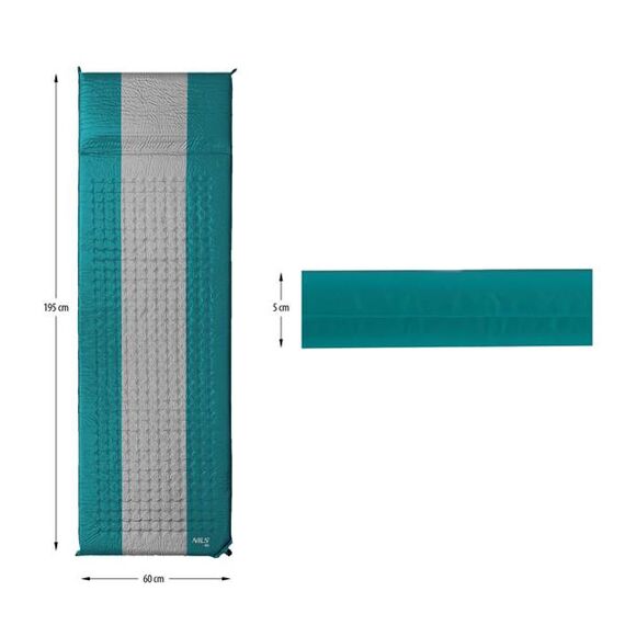 C4340 MATA SAMOPOMPUJĄCA NILS CAMP turkusowa, Kolor: turkusowo-szary, Waga: 1, 6 zdjęcie