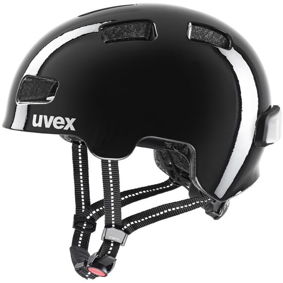 UVEX Kask rowerowy dziecięcy Hlmt 4 Reflexx z naklejkami, Kolor: czarny, Rozmiar: 55-58