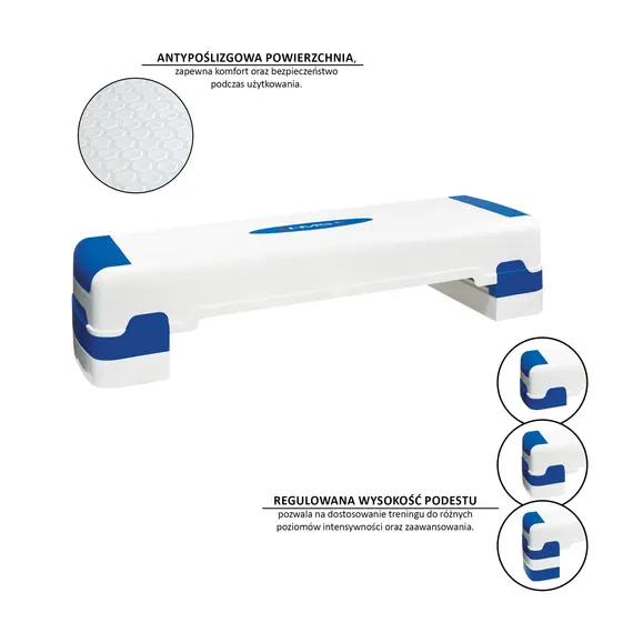 Step Do Aerobiku HMS AS005, Kolor: biały/niebieski, 10 zdjęcie