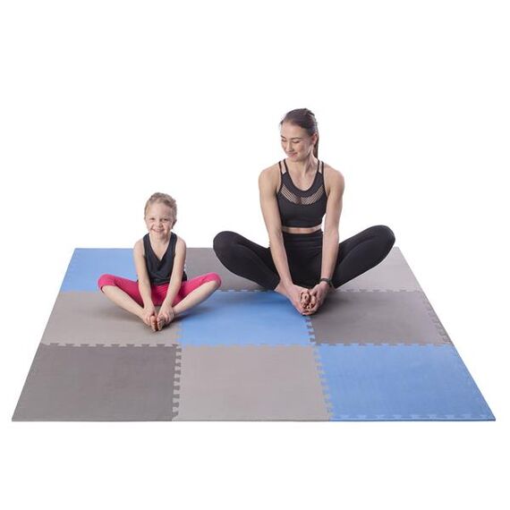 Mata puzzle pod sprzęt do ćwiczeń 9 elementów 180x180cm MP10 niebieska/szara, Kolor: blue-grey, Waga: 0,8, 18 zdjęcie