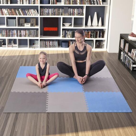 Mata puzzle pod sprzęt do ćwiczeń 9 elementów 180x180cm MP10 niebieska/szara, Kolor: blue-grey, Waga: 0,8, 3 zdjęcie