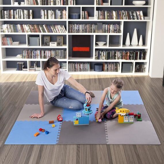 Mata puzzle pod sprzęt do ćwiczeń 9 elementów 180x180cm MP10 niebieska/szara, Kolor: blue-grey, Waga: 0,8, 6 zdjęcie