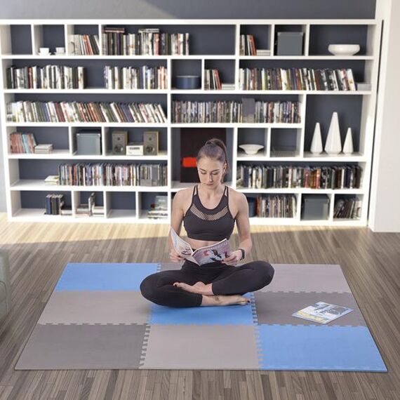 Mata puzzle pod sprzęt do ćwiczeń 9 elementów 180x180cm MP10 niebieska/szara, Kolor: blue-grey, Waga: 0,8, 7 zdjęcie