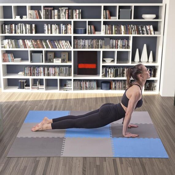 Mata puzzle pod sprzęt do ćwiczeń 9 elementów 180x180cm MP10 niebieska/szara, Kolor: blue-grey, Waga: 0,8, 8 zdjęcie