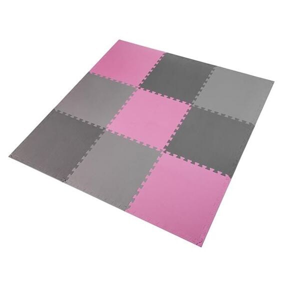 Mata puzzle pod sprzęt do ćwiczeń 9 elementów 180x180cm MP10 niebieska/szara, Kolor: pink-grey, Waga: 0,8