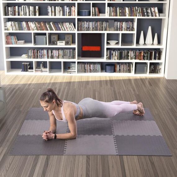 HMS mata typu puzzle pod sprzęt do ćwiczeń 9 elementów MP12 szare, Kolor: d.gray, Waga: 0,8, 10 zdjęcie