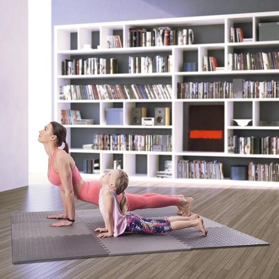 HMS mata typu puzzle pod sprzęt do ćwiczeń 9 elementów MP12 szare, Kolor: d.gray, Waga: 0,8, 3 zdjęcie