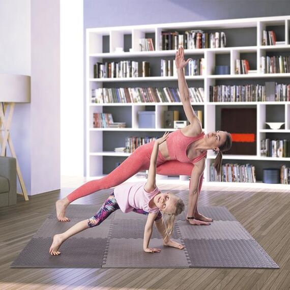 HMS mata typu puzzle pod sprzęt do ćwiczeń 9 elementów MP12 szare, Kolor: d.gray, Waga: 0,8, 7 zdjęcie